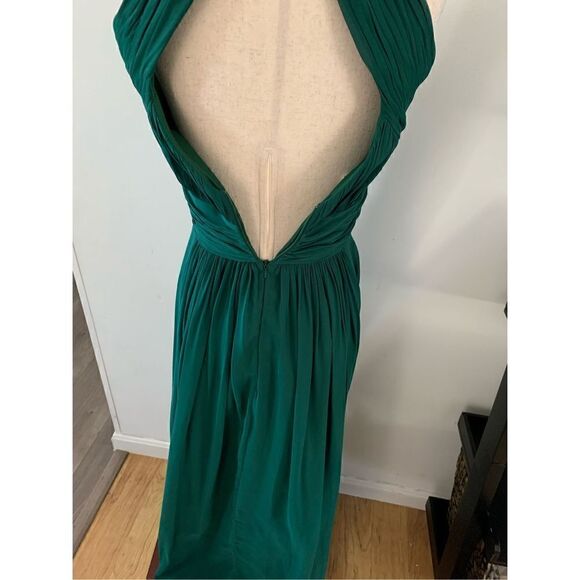 Green bridal dress made of honor size 0 by dessy collection - Picture 4 of 7